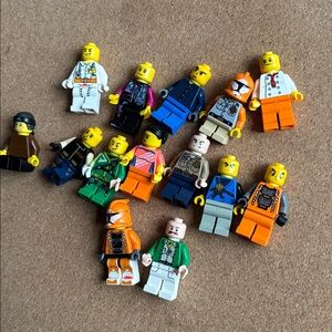LEGO mini figures and Assorted Bricks in Vibrant Colors